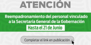Continúa el proceso de reempadronamiento del personal vinculado a la Secretaría General de la Gobernación