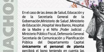 Mañana comienza el pago extra de 50 mil Chachos a las y los trabajadores de planta permanente de toda La Rioja que dependen del Gobierno Provincial