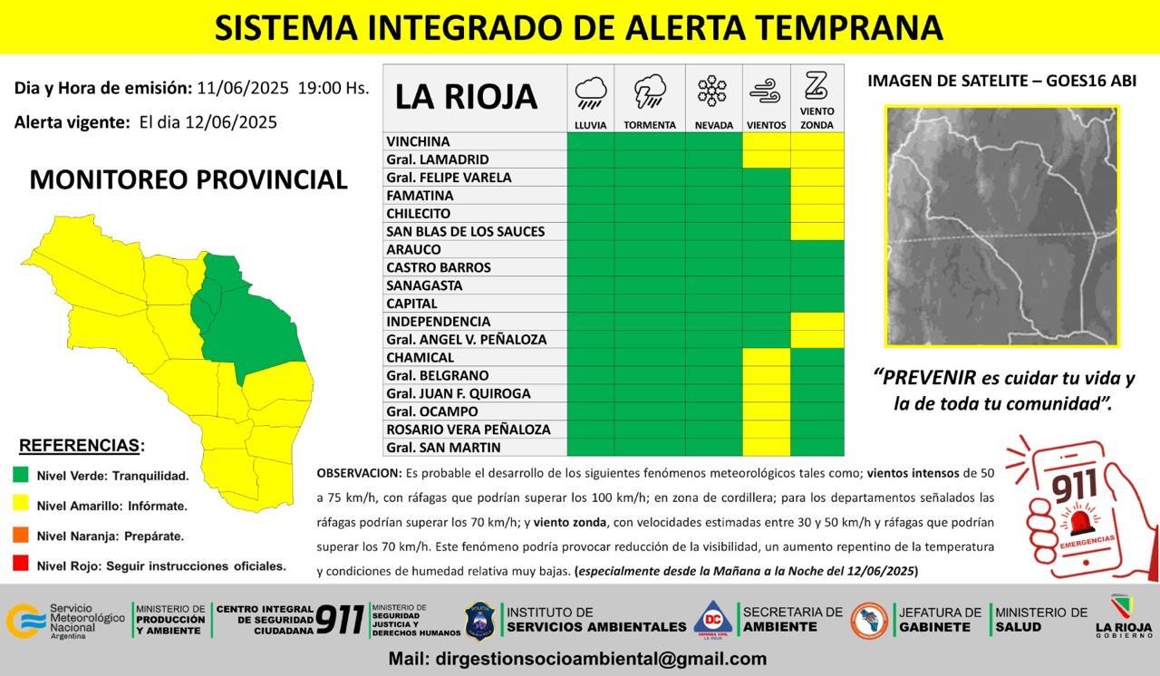 Difunden alerta amarilla por vientos para gran parte de la provincia ...